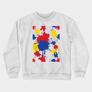 Splatter Paint Primary Colors Pattern: Red, Blue, and Yellow Crewneck Sweatshirt